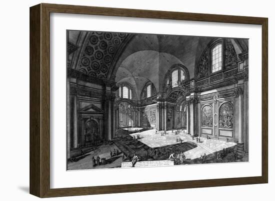 View of the Interior of Santa Maria Degli Angeli E Dei Martiri, from the 'Views of Rome' Series,…-Giovanni Battista Piranesi-Framed Giclee Print