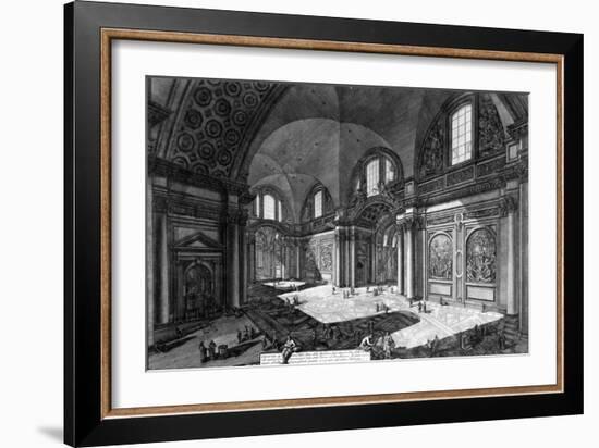 View of the Interior of Santa Maria Degli Angeli E Dei Martiri, from the 'Views of Rome' Series,…-Giovanni Battista Piranesi-Framed Giclee Print