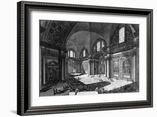 View of the Interior of Santa Maria Degli Angeli E Dei Martiri, from the 'Views of Rome' Series,…-Giovanni Battista Piranesi-Framed Giclee Print