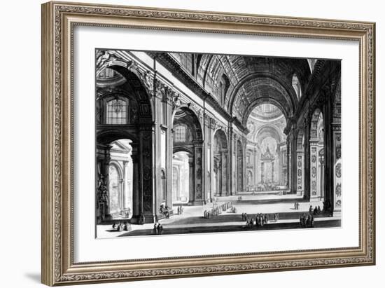 View of the Interior of St. Peter's Basilica, from the 'Views of Rome' Series, C.1760-Giovanni Battista Piranesi-Framed Giclee Print