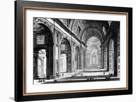 View of the Interior of St. Peter's Basilica, from the 'Views of Rome' Series, C.1760-Giovanni Battista Piranesi-Framed Giclee Print