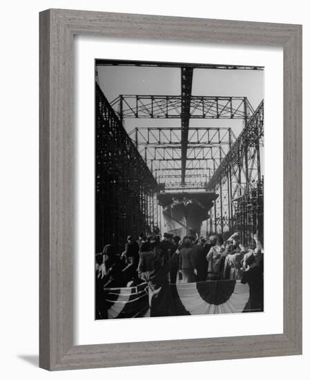 View of the Launching of the U.S. Navy Aircraft Carrier Ticonderoga-Thomas D^ Mcavoy-Framed Photographic Print