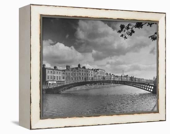 View of the Liffey River and the Metal Bridge in Dublin-Hans Wild-Framed Premier Image Canvas