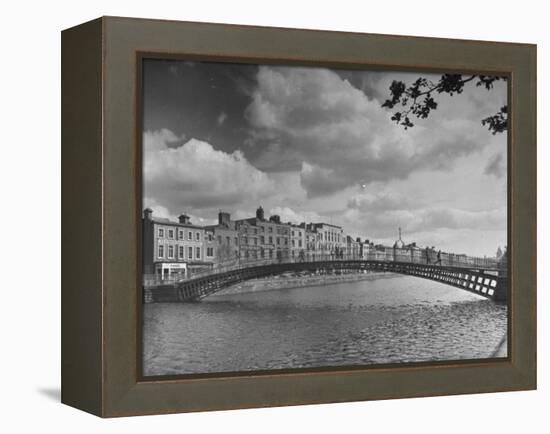 View of the Liffey River and the Metal Bridge in Dublin-Hans Wild-Framed Premier Image Canvas