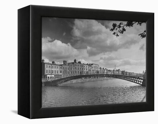 View of the Liffey River and the Metal Bridge in Dublin-Hans Wild-Framed Premier Image Canvas