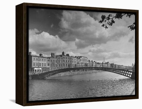 View of the Liffey River and the Metal Bridge in Dublin-Hans Wild-Framed Premier Image Canvas