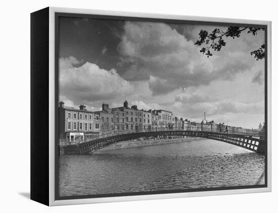 View of the Liffey River and the Metal Bridge in Dublin-Hans Wild-Framed Premier Image Canvas