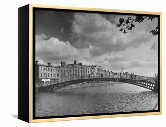 View of the Liffey River and the Metal Bridge in Dublin-Hans Wild-Framed Premier Image Canvas