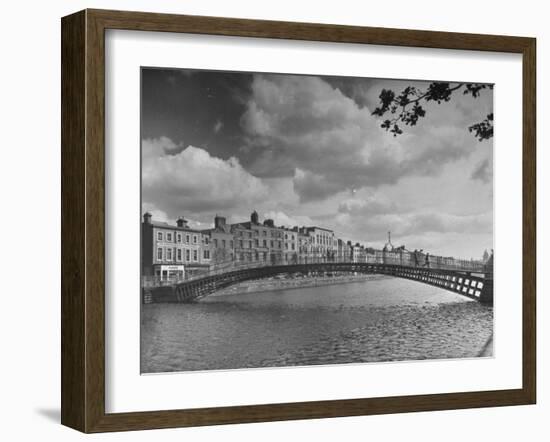 View of the Liffey River and the Metal Bridge in Dublin-Hans Wild-Framed Photographic Print