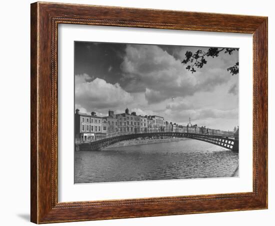 View of the Liffey River and the Metal Bridge in Dublin-Hans Wild-Framed Photographic Print