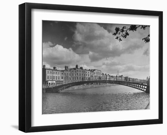 View of the Liffey River and the Metal Bridge in Dublin-Hans Wild-Framed Photographic Print