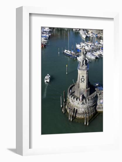 View of the Lighthouse, Lion in the Port Entrance, Germany-Ernst Wrba-Framed Photographic Print