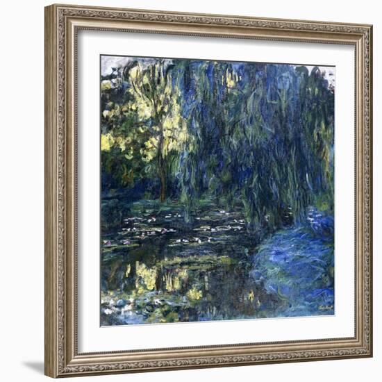 View of the Lilypond with Willow, C.1917-1919-Claude Monet-Framed Giclee Print