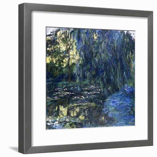 View of the Lilypond with Willow, C.1917-1919-Claude Monet-Framed Giclee Print