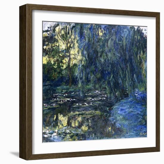 View of the Lilypond with Willow, C.1917-1919-Claude Monet-Framed Giclee Print