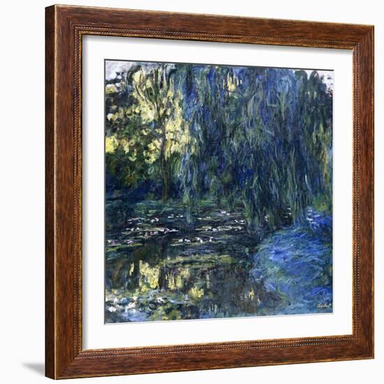 View of the Lilypond with Willow, C.1917-1919-Claude Monet-Framed Giclee Print