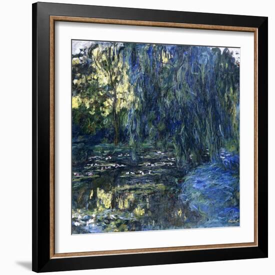 View of the Lilypond with Willow, C.1917-1919-Claude Monet-Framed Giclee Print