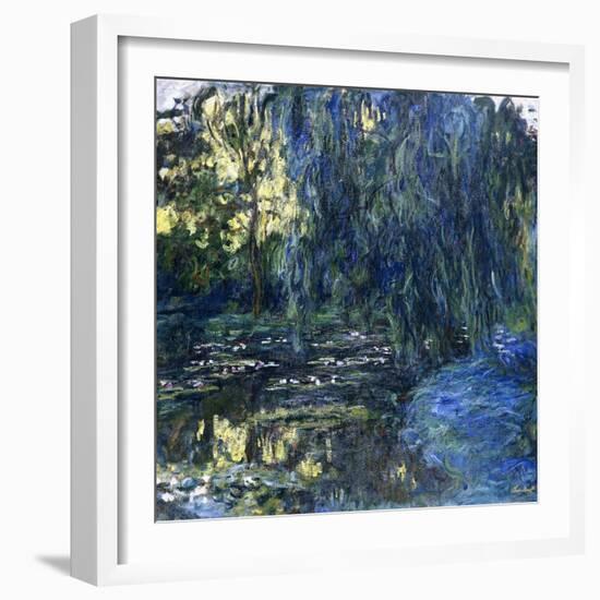 View of the Lilypond with Willow, C.1917-1919-Claude Monet-Framed Giclee Print