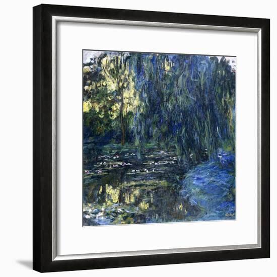 View of the Lilypond with Willow, C.1917-1919-Claude Monet-Framed Giclee Print