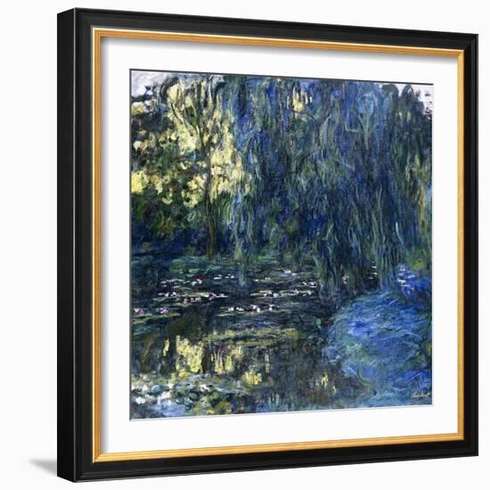 View of the Lilypond with Willow, C.1917-1919-Claude Monet-Framed Giclee Print