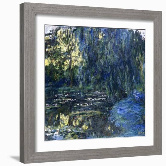 View of the Lilypond with Willow, C.1917-1919-Claude Monet-Framed Premium Giclee Print