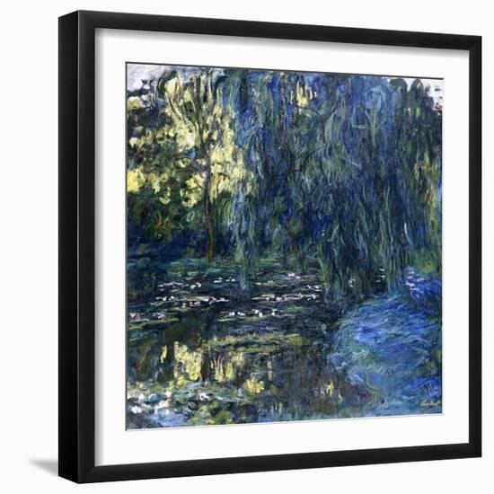 View of the Lilypond with Willow, C.1917-1919-Claude Monet-Framed Premium Giclee Print