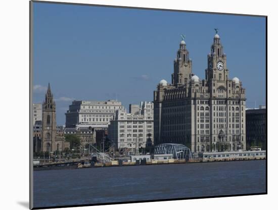 View of the Liverpool Skyline and the Liver Building, from the Mersey Ferry-Ethel Davies-Mounted Photographic Print