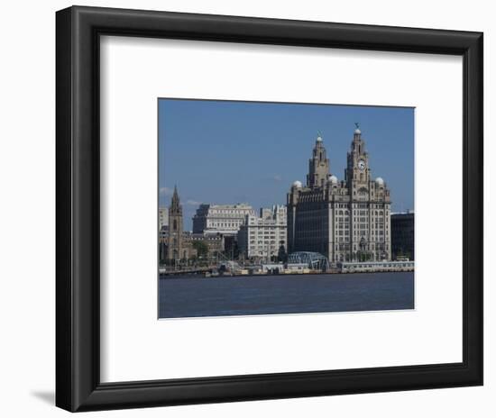 View of the Liverpool Skyline and the Liver Building, from the Mersey Ferry-Ethel Davies-Framed Photographic Print