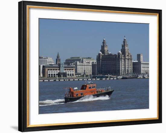 View of the Liverpool Skyline and the Liver Building, Taken from the Mersey Ferry-Ethel Davies-Framed Photographic Print