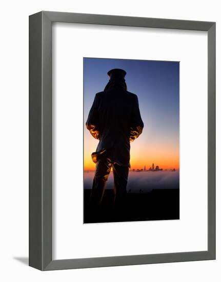 View of the Lone Sailor San Francisco Harbor Navy Fog Explore-Vincent James-Framed Photographic Print