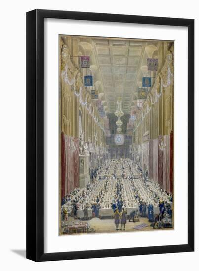 View of the Lord Mayor's Dinner at the Guildhall, City of London, 1828-George Scharf-Framed Giclee Print