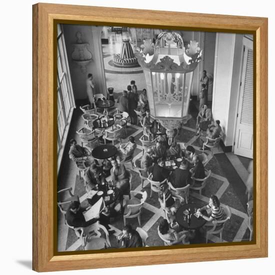 View of the Main Dining Room in the Hotel Quitandinha in Brazil-Frank Scherschel-Framed Premier Image Canvas