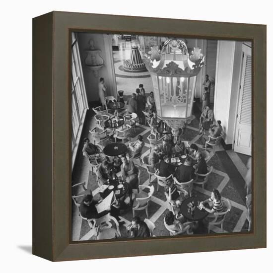 View of the Main Dining Room in the Hotel Quitandinha in Brazil-Frank Scherschel-Framed Premier Image Canvas
