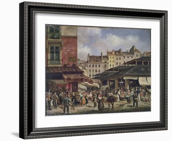 View of the Market at Les Halles, c. 1828-Guiseppe Canella-Framed Giclee Print