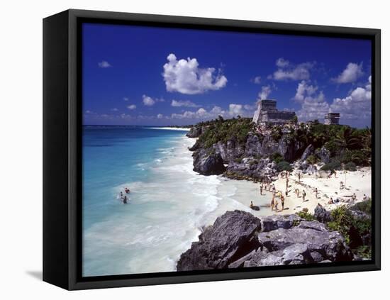 View of the Mayan site of Tulum, Yucatan, Mexico-Greg Johnston-Framed Premier Image Canvas