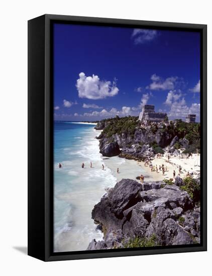 View of the Mayan site of Tulum, Yucatan, Mexico-Greg Johnston-Framed Premier Image Canvas