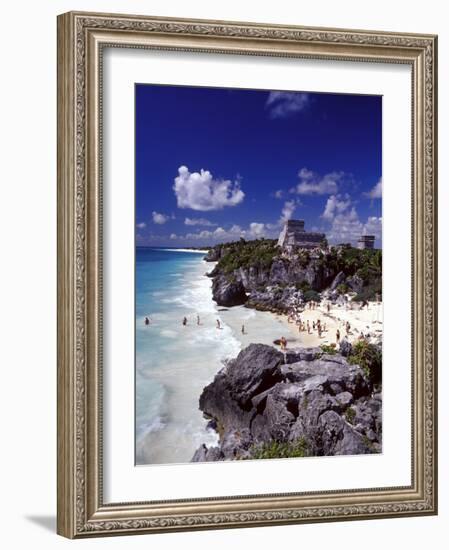 View of the Mayan site of Tulum, Yucatan, Mexico-Greg Johnston-Framed Photographic Print