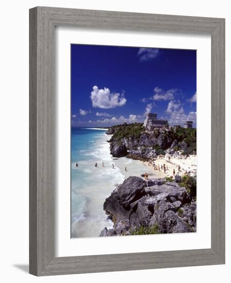 View of the Mayan site of Tulum, Yucatan, Mexico-Greg Johnston-Framed Photographic Print