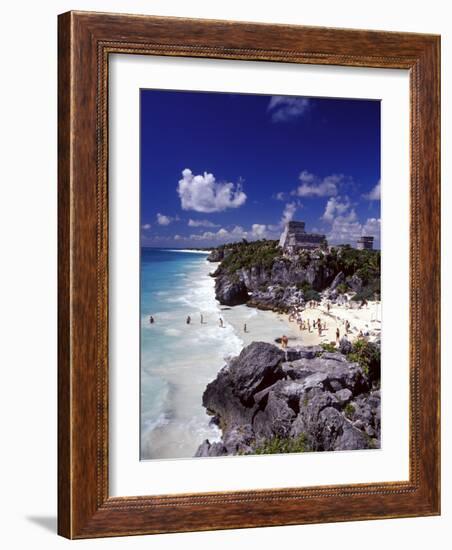 View of the Mayan site of Tulum, Yucatan, Mexico-Greg Johnston-Framed Photographic Print