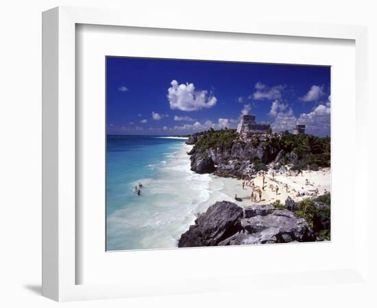 View of the Mayan site of Tulum, Yucatan, Mexico-Greg Johnston-Framed Photographic Print