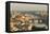 View of the medieval city of Florence with the typical Ponte Vecchio on Arno River from Piazzale Mi-Roberto Moiola-Framed Premier Image Canvas