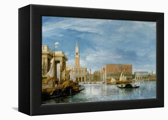 View of the Molo and the Palazzo Ducale in Venice-James Holland-Framed Premier Image Canvas