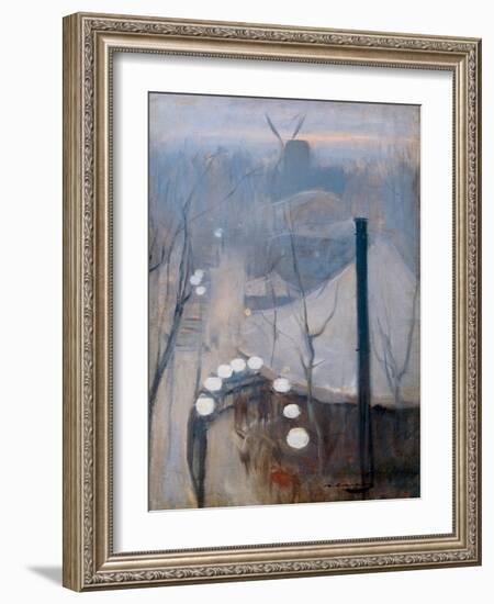 View of the Montmartre District with a Mill in Paris, 1890 (Oil on Canvas)-Ramon Casas i Carbo-Framed Giclee Print