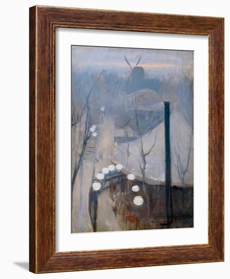 View of the Montmartre District with a Mill in Paris, 1890 (Oil on Canvas)-Ramon Casas i Carbo-Framed Giclee Print