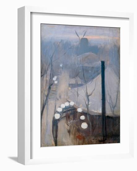 View of the Montmartre District with a Mill in Paris, 1890 (Oil on Canvas)-Ramon Casas i Carbo-Framed Giclee Print