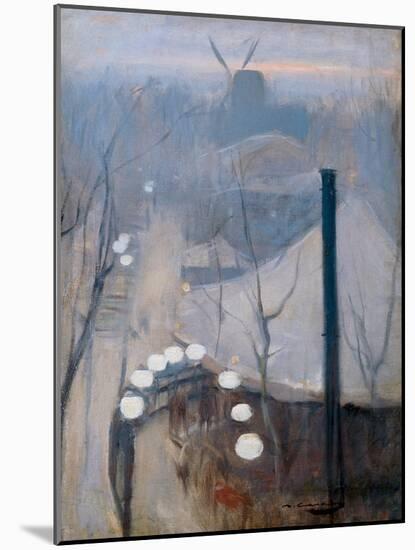 View of the Montmartre District with a Mill in Paris, 1890 (Oil on Canvas)-Ramon Casas i Carbo-Mounted Giclee Print