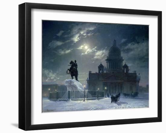 View of the Monument to Peter the Great in Senate Square, St. Petersburg, 1870-Vasilii Ivanovich Surikov-Framed Giclee Print