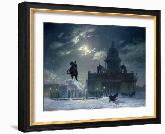 View of the Monument to Peter the Great in Senate Square, St. Petersburg, 1870-Vasilii Ivanovich Surikov-Framed Giclee Print