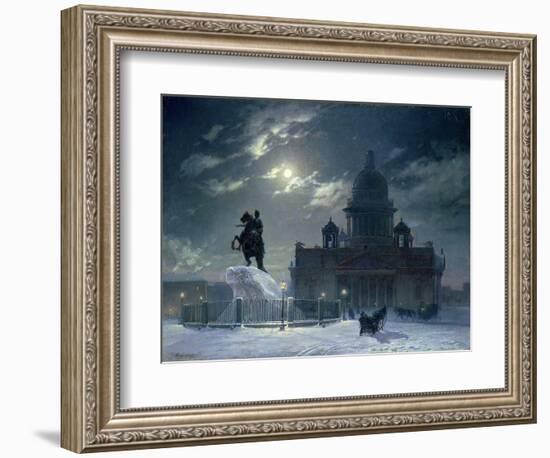 View of the Monument to Peter the Great in Senate Square, St. Petersburg, 1870-Vasilii Ivanovich Surikov-Framed Giclee Print