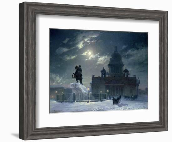 View of the Monument to Peter the Great in Senate Square, St. Petersburg, 1870-Vasilii Ivanovich Surikov-Framed Giclee Print